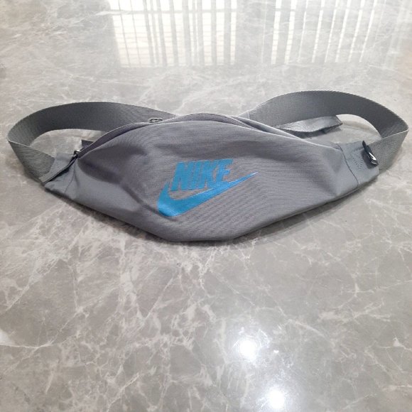 NIKE Fanny Pack Bag Iron Grey/Blue Grey/Black, 41cm L X 10cm W X 15cm H